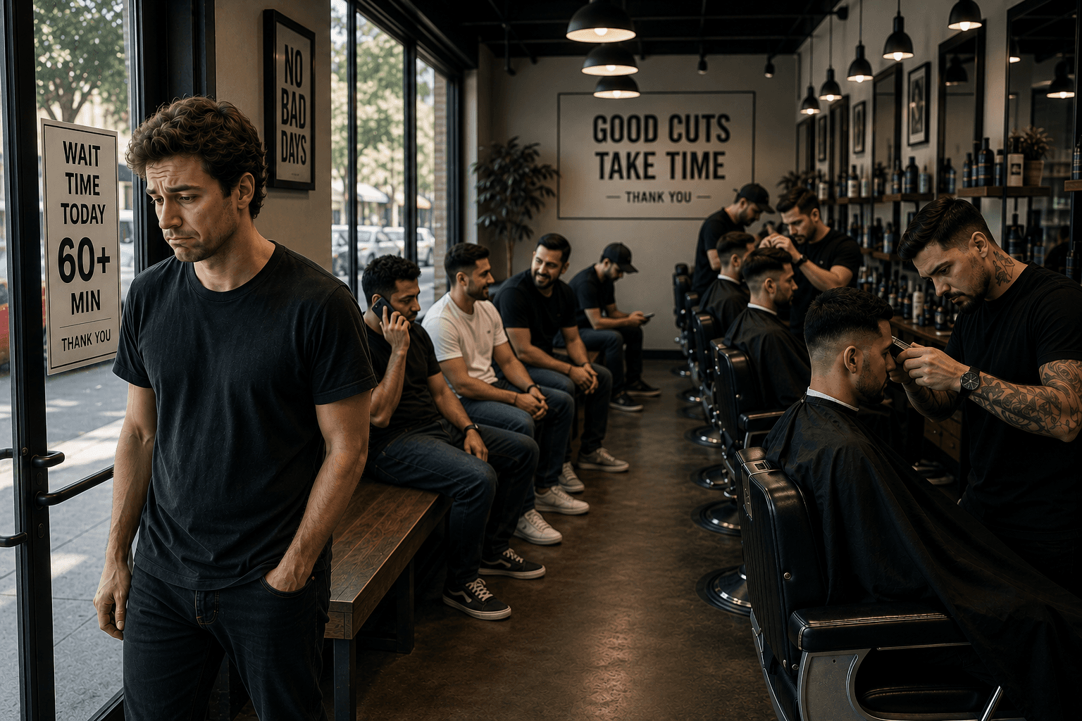 Busy barbershop